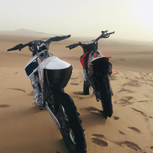 High Tech Speed Bikes in Desert Landscape