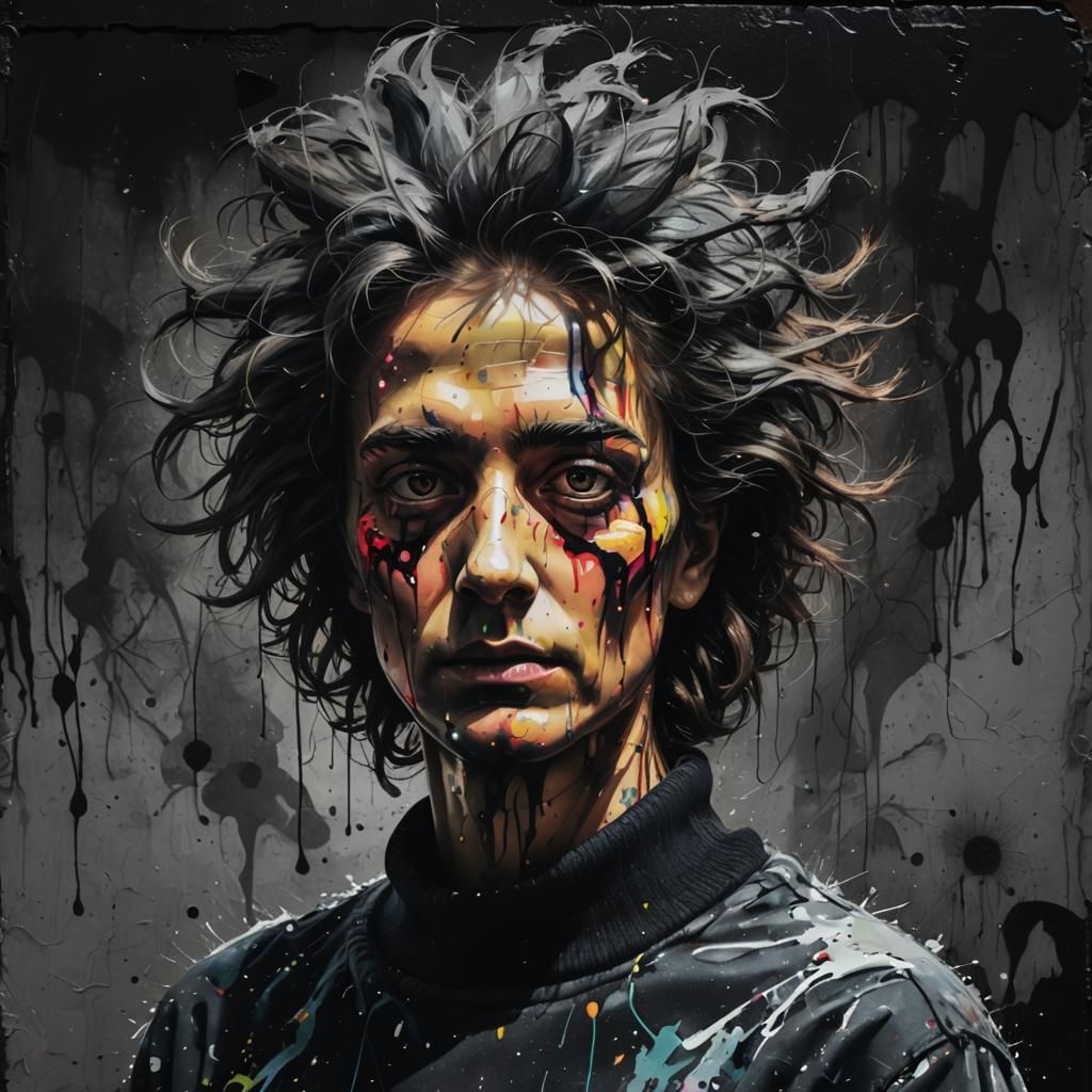 Intense Street Art Portrait in Vibrant Colors