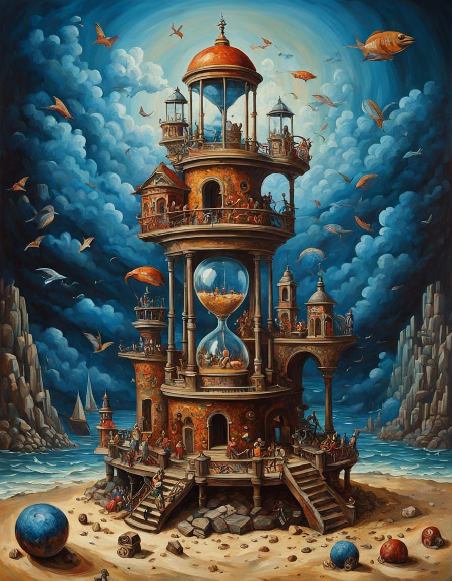 Escher-esque Architecture in Surreal Landscape with Classica...