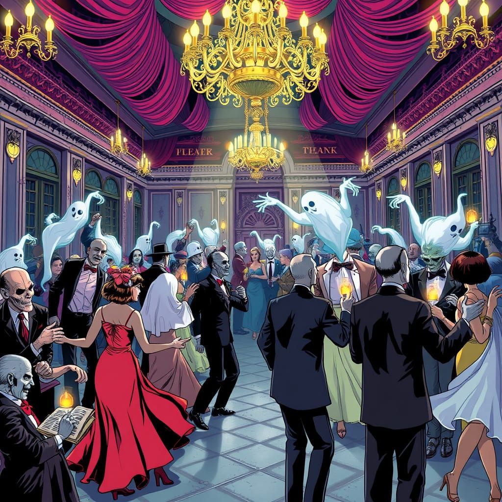 Ghosts Celebrate New Year's Eve in Grand Ballroom