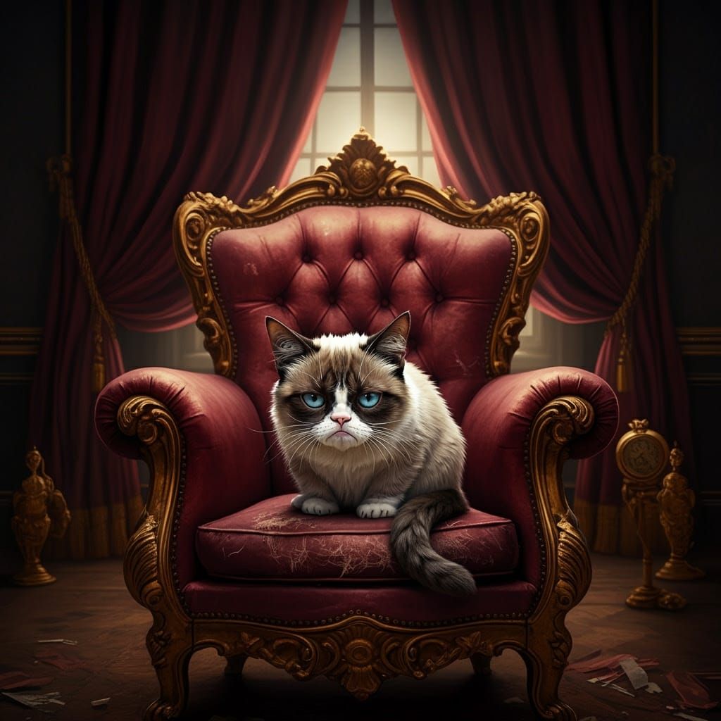 Sulky Feline in Opulent Baroque Setting