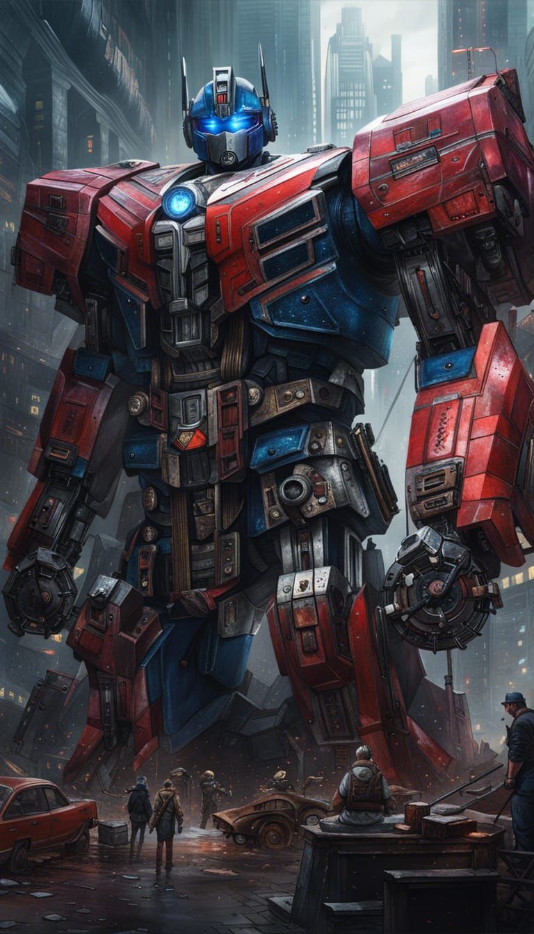 Detailed Optimus Prime Portrait in Fantasy Art Style