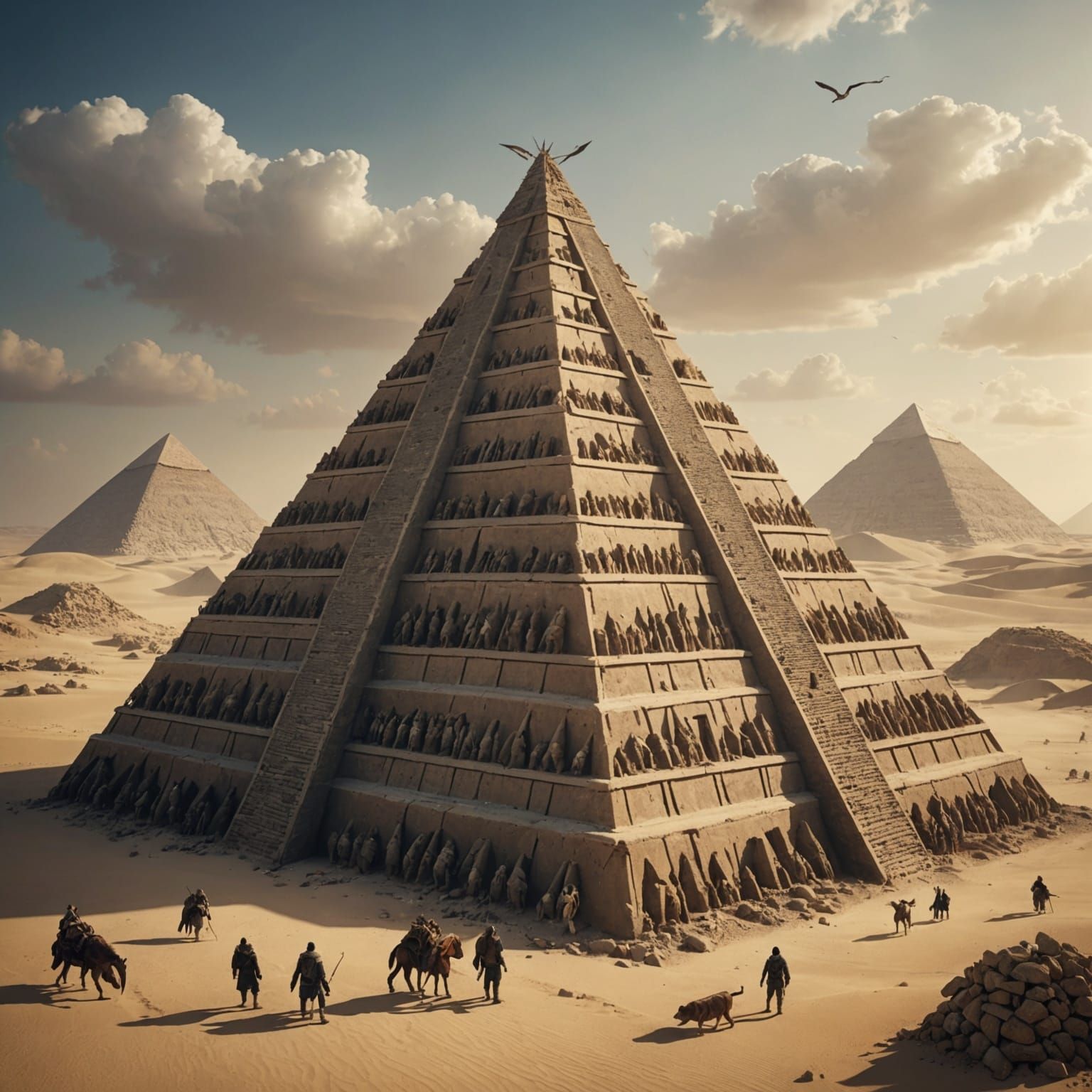Pyramid Construction by Unknown Creatures