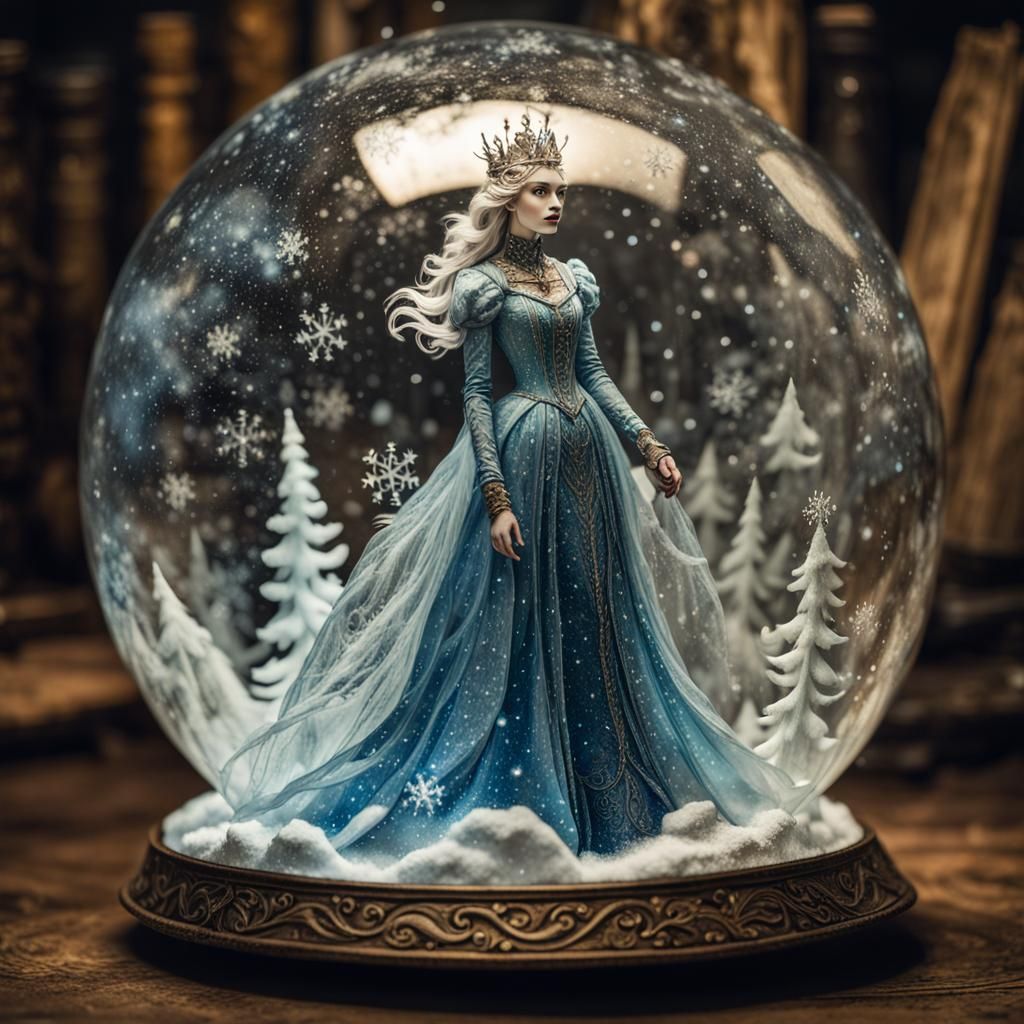 Glass Snow Queen Narnia Globe in Mixed Media