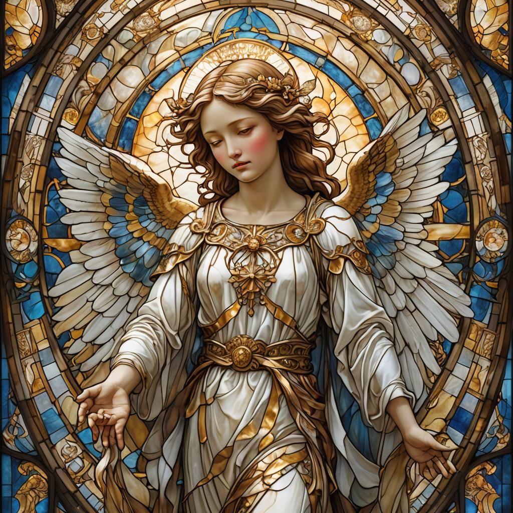 Stained glass angel