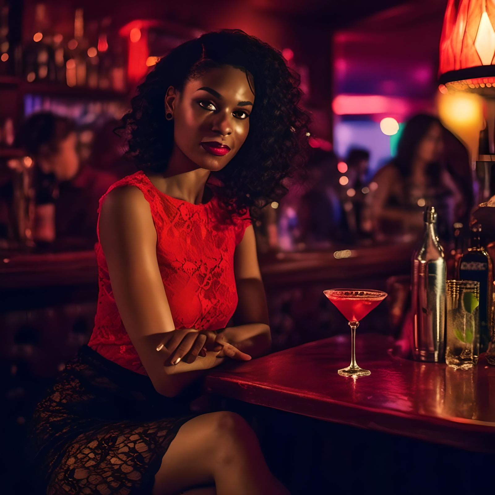 Woman at Bar with Cocktail