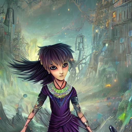 Bioluminescent Anime Waifu Portrait in Hyperrealistic Style