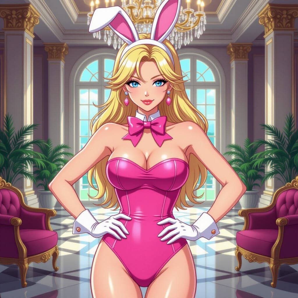 Anime CEO in Pink Bodysuit with Bunny Ears