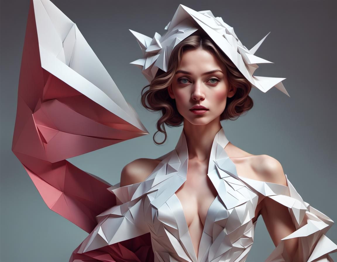 Origami Gown: Art Nouveau Portrait