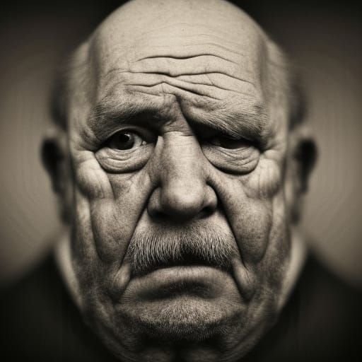 Intense Portrait of an Elderly Man in Ambient Light