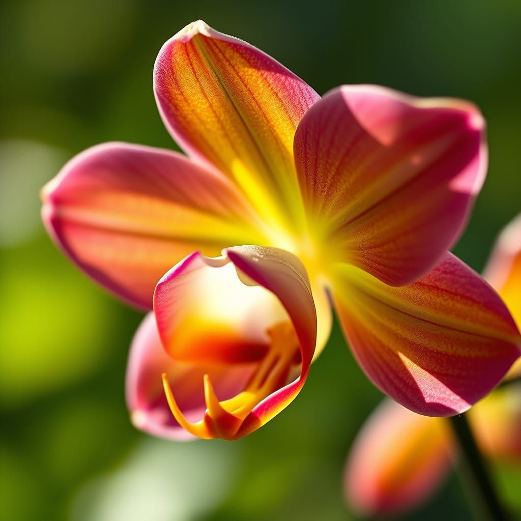 Exquisite Orchid in Purple and Ivory, Macro Photography
