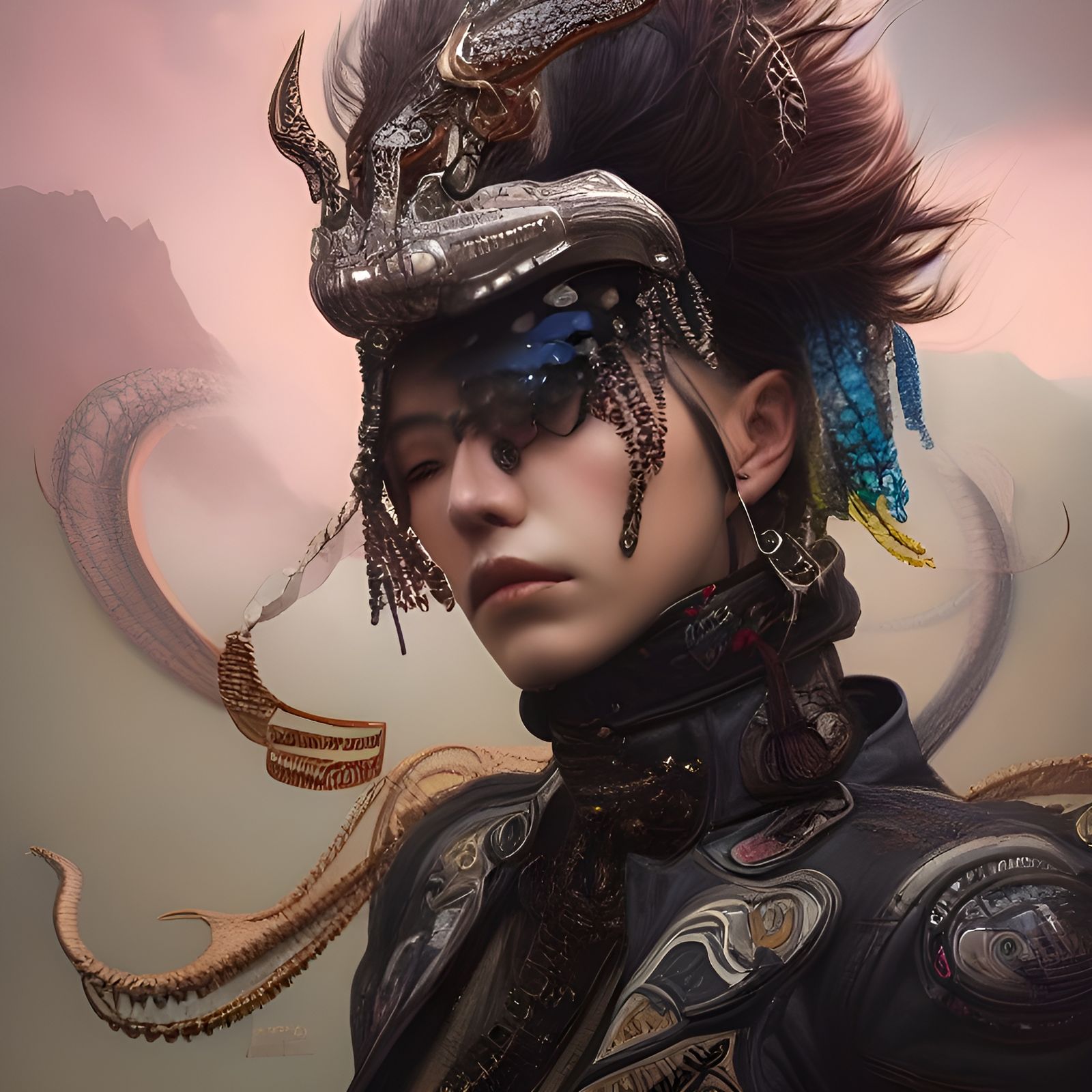 Biker Chick Portrait in Fantasy Art Style