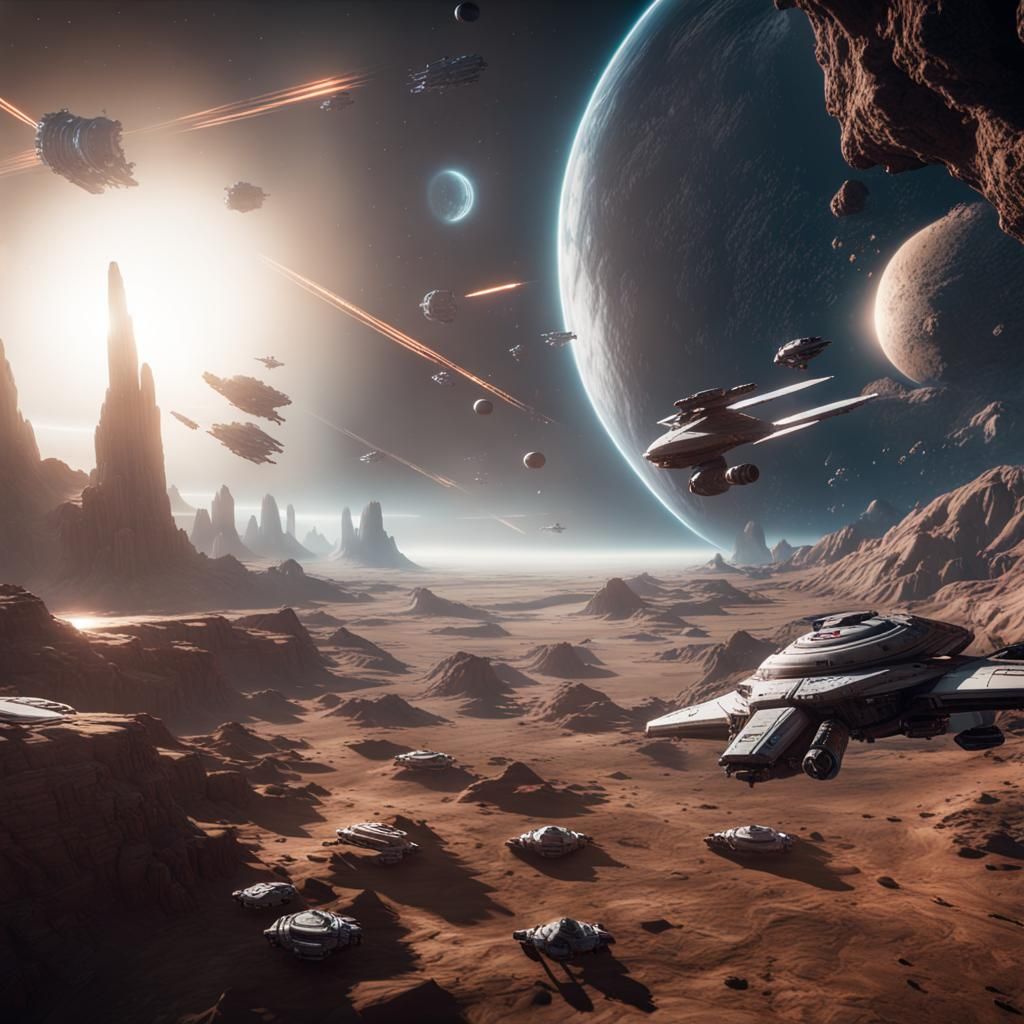 Epic Galactic War in Space: 3D Game Cinematic