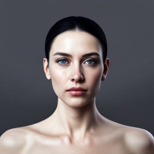 Hyperrealistic Portrait of a Girl with Black Hair