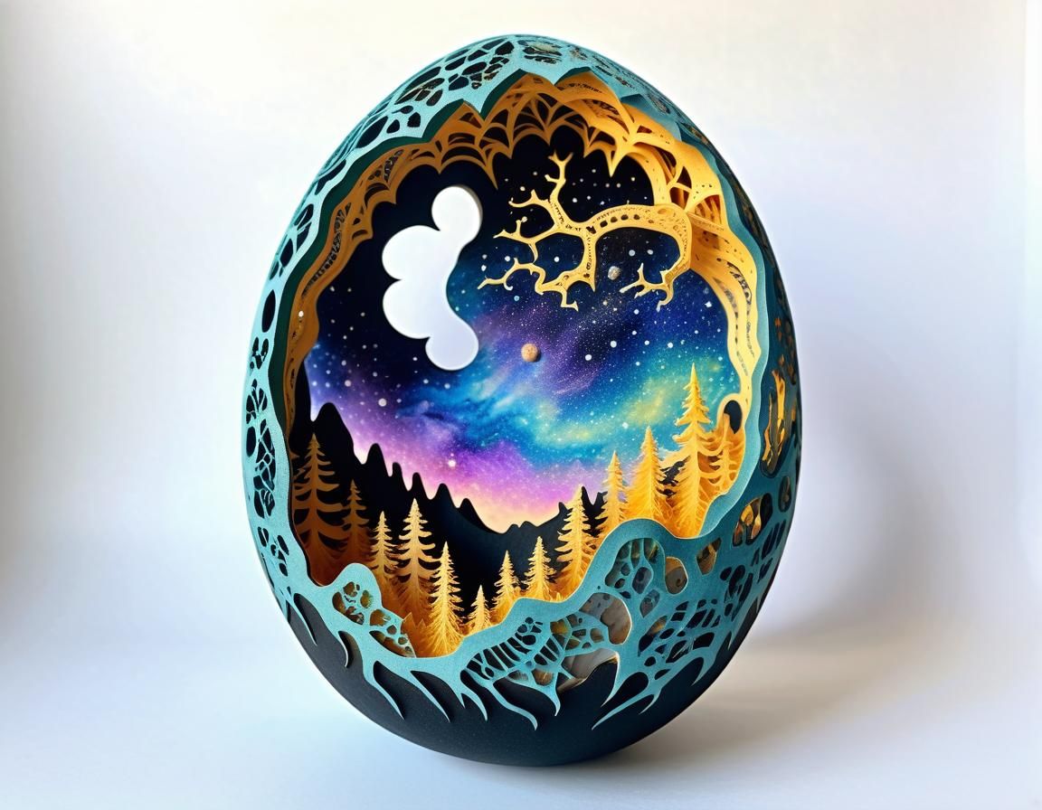 Hyperintricate Kirigami Space Dragon Egg Geode