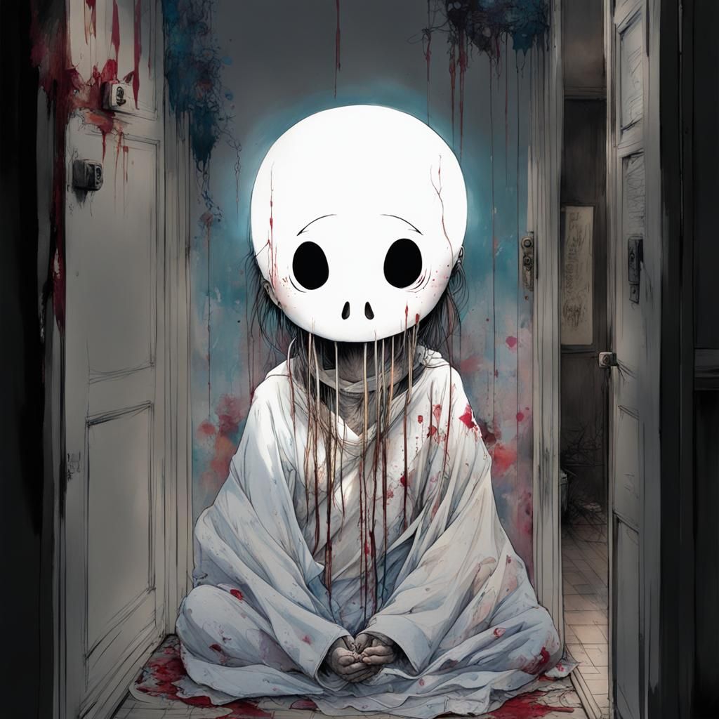 Macabre Body Horror Monster in Japanese Art Style