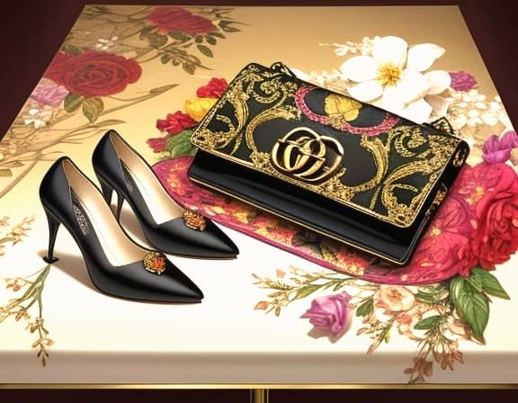 Elegant Leather Handbag and Heels in Salvador Dalí Style