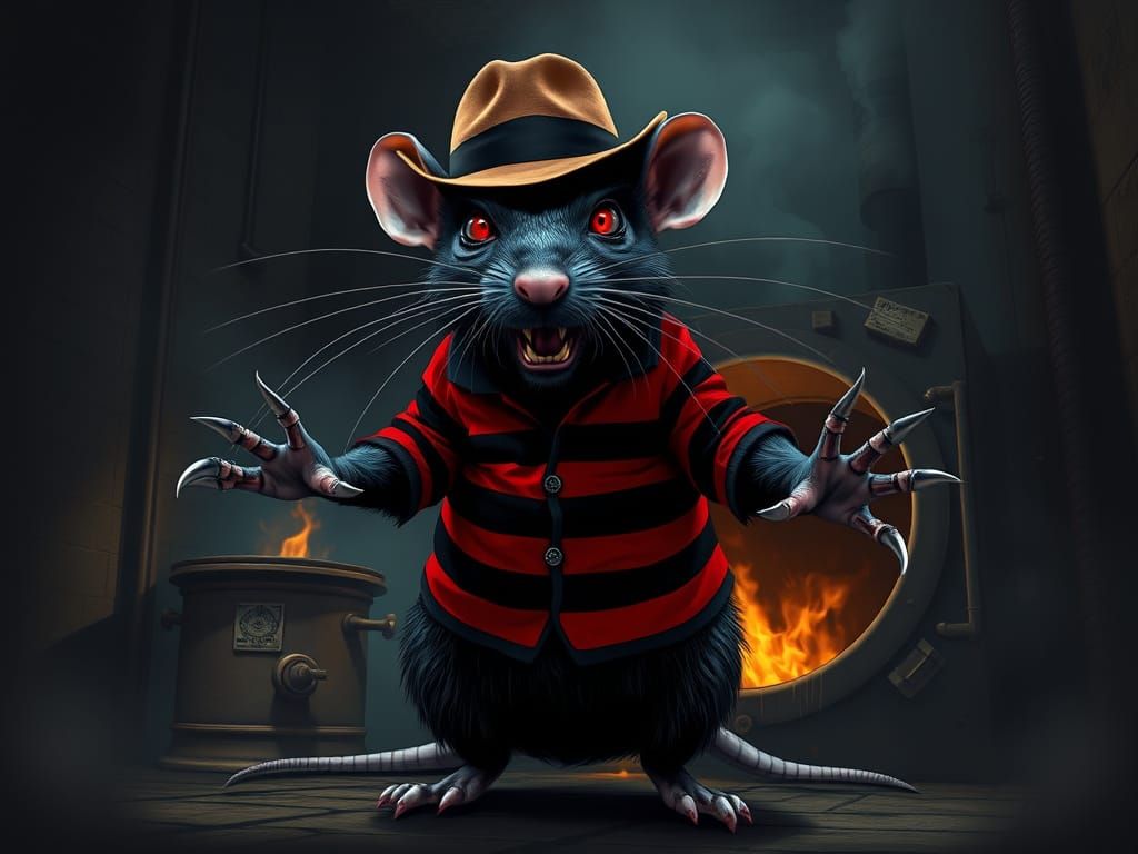 Gritty Cyberpunk Rat in Gangster Attire