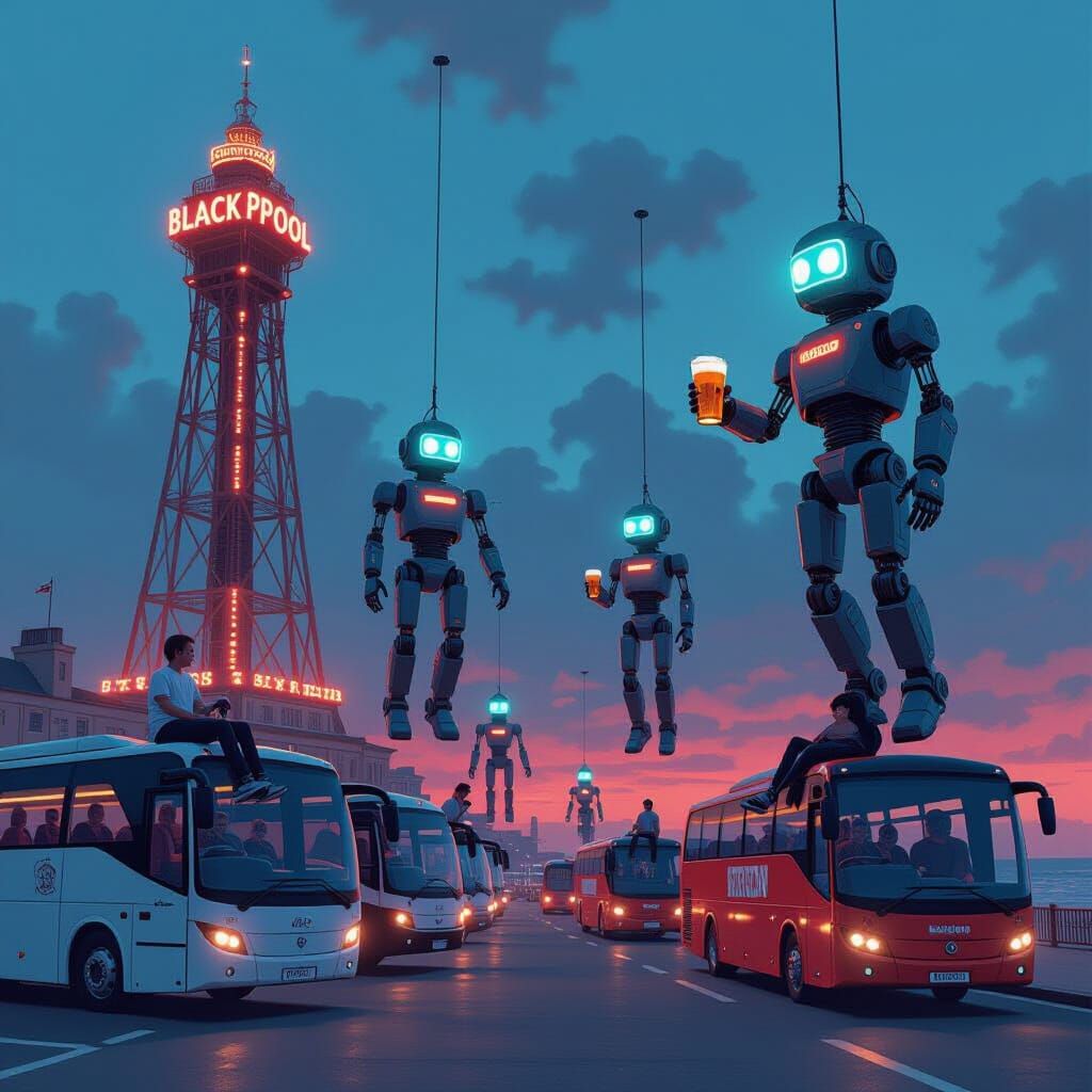Robotic Blackpool Lights in Futuristic Style