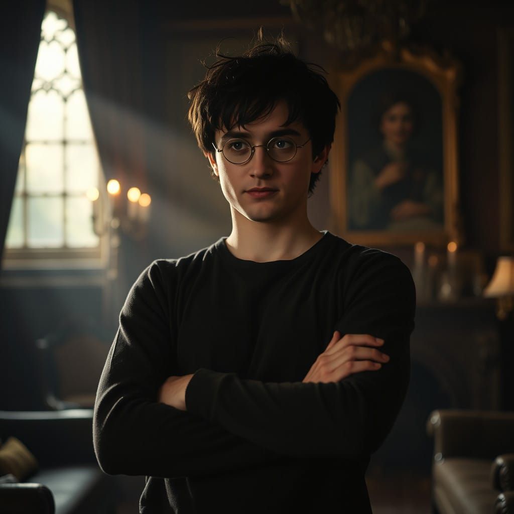 Harry Potter in a Haunting, Cinematic Portrait