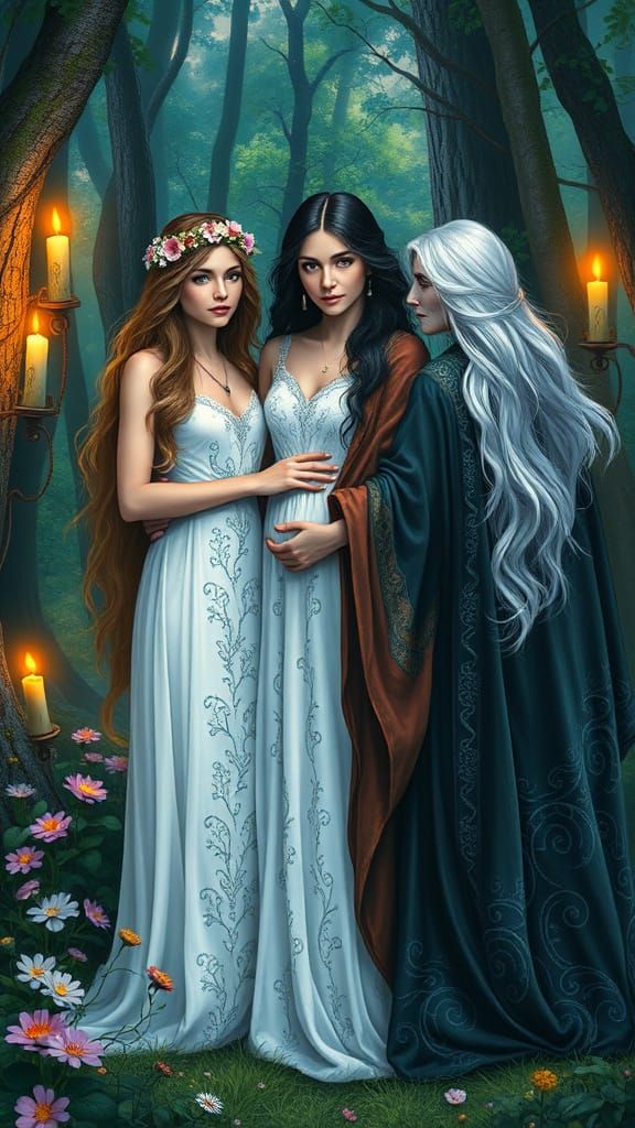 Wiccan Triune Goddess in Harmony with Nature