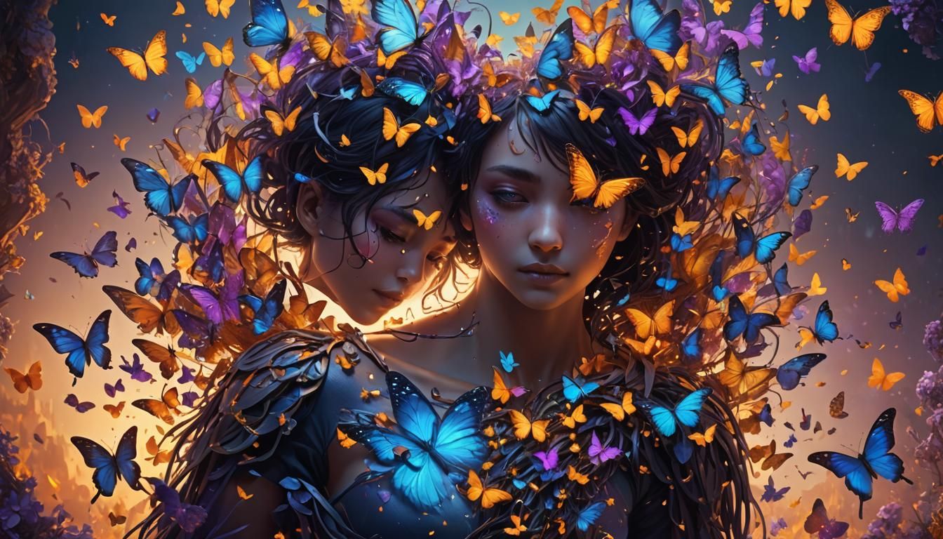 Butterflies Emerge From Heart, a Surreal Digital Painting