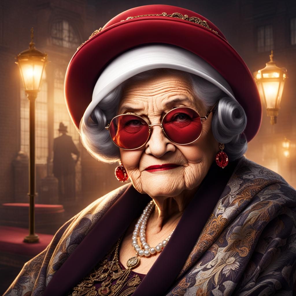 Gangster Granny Portrait in Cartoon Style