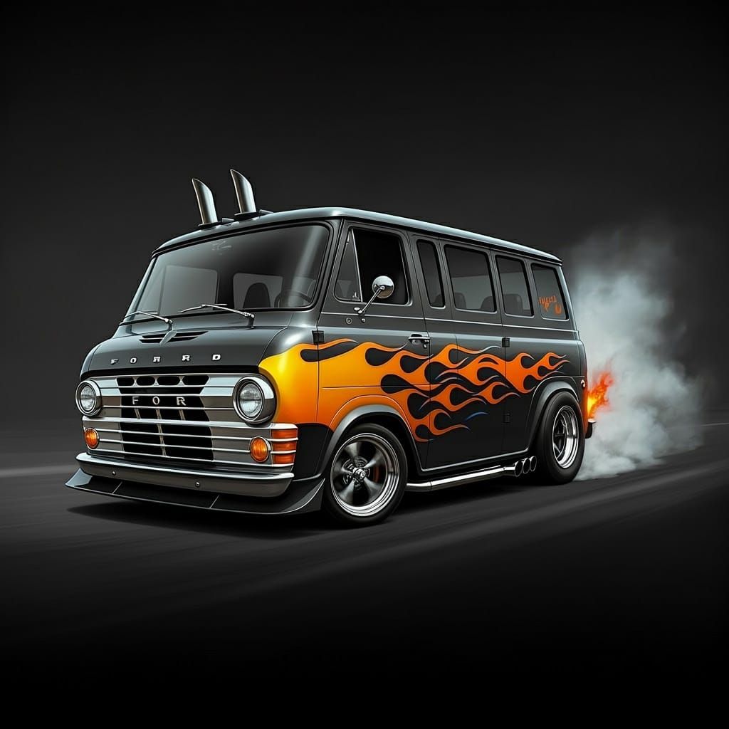 Racing Ford Van in Full Throttle