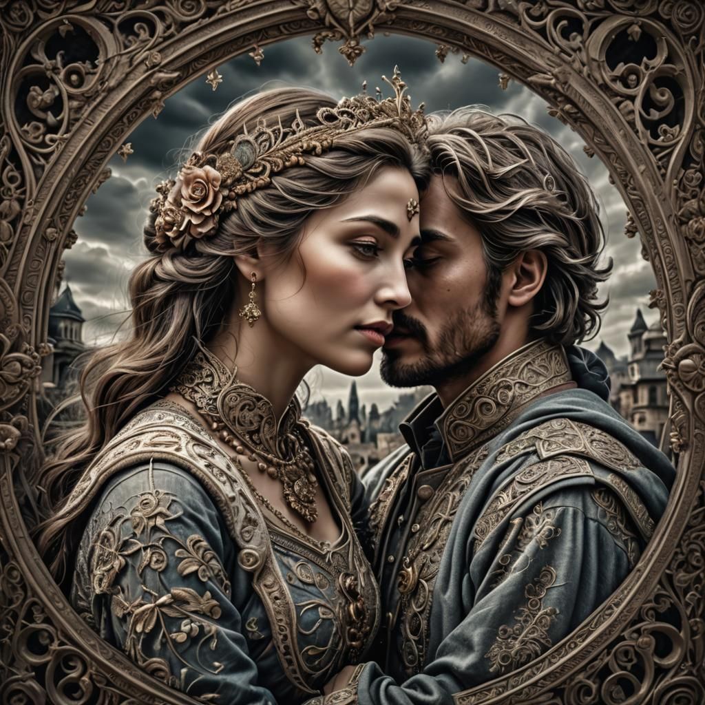 Hyperrealistic Image of Couple in Tender Embrace