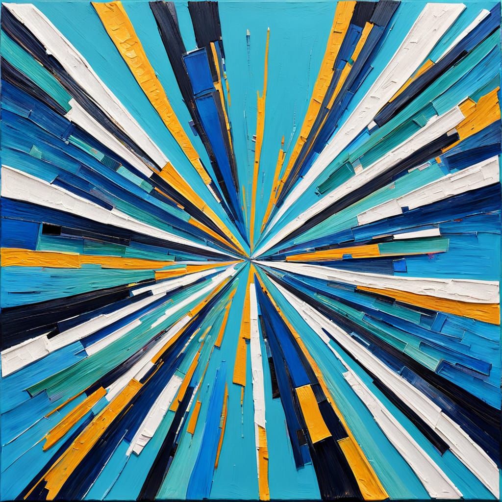 Abstract Oil Painting with Thick Impasto Layers and Geometri...