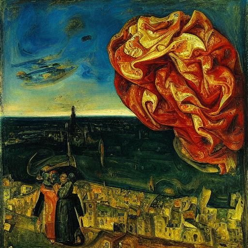 Powerful Struggle: A Van Eyck and Soutine Inspired Painting