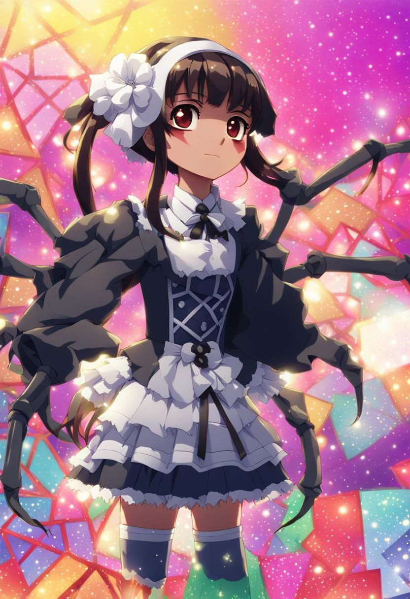 Dramatic Anime Girl with Spider Legs on Stage