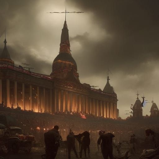 Dystopian 1950s Circus in a Digital Matte Painting