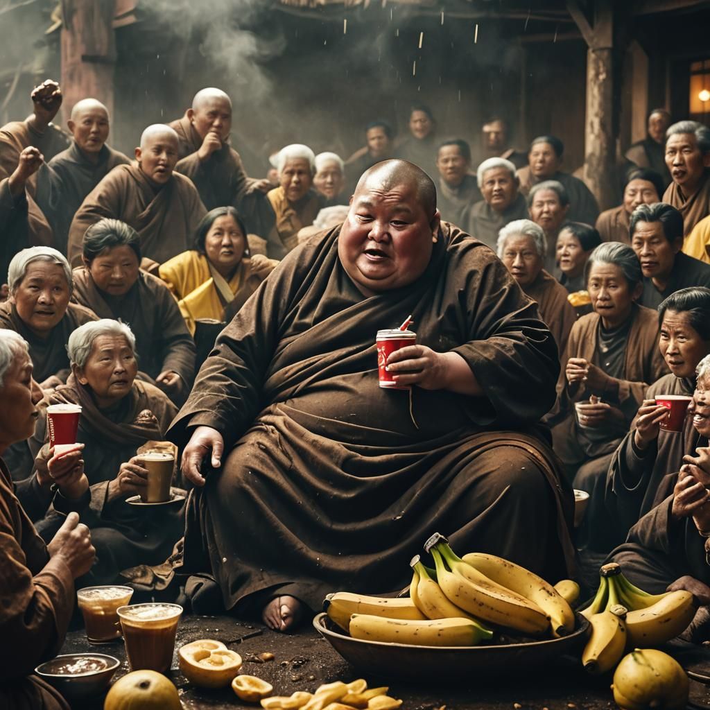 Gritty Monk Drama: Coca Cola on a Banana