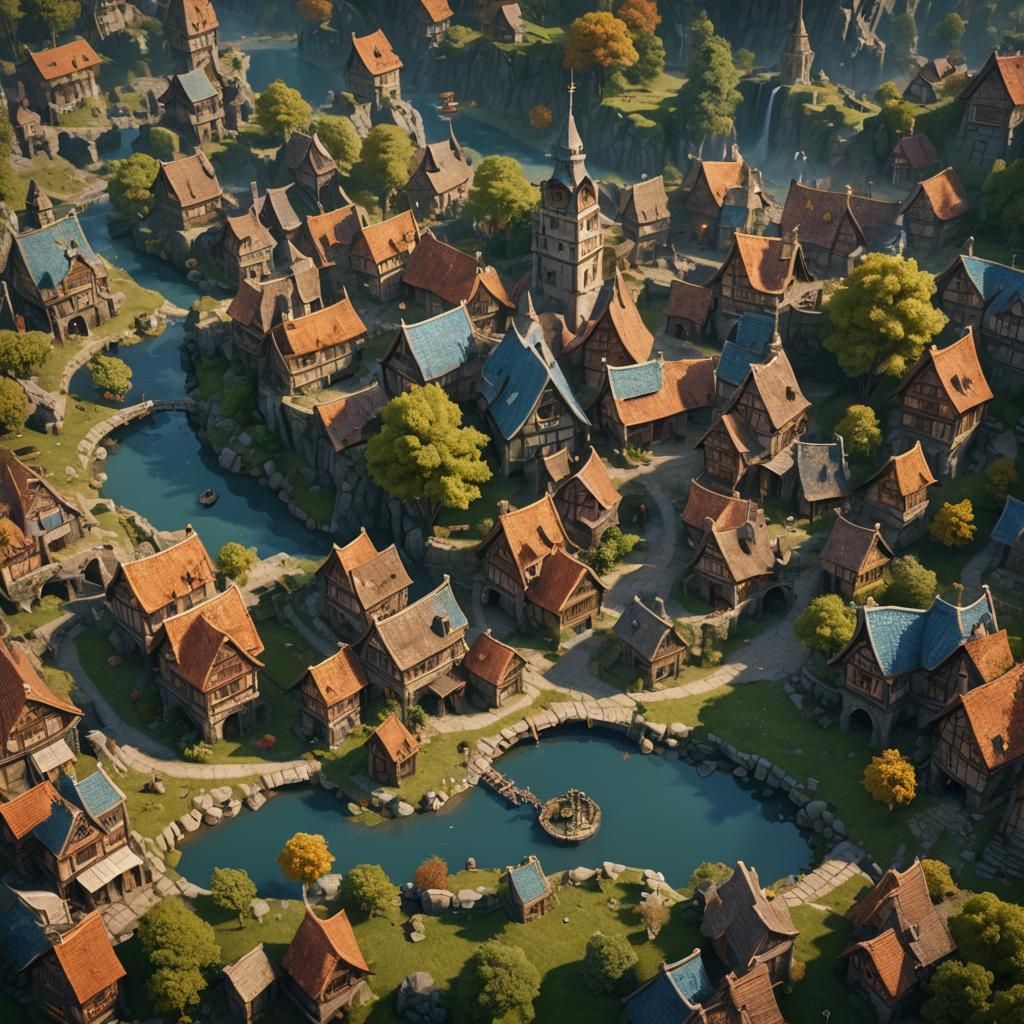 Detailed Smurf Village Matte Painting in Unreal Engine