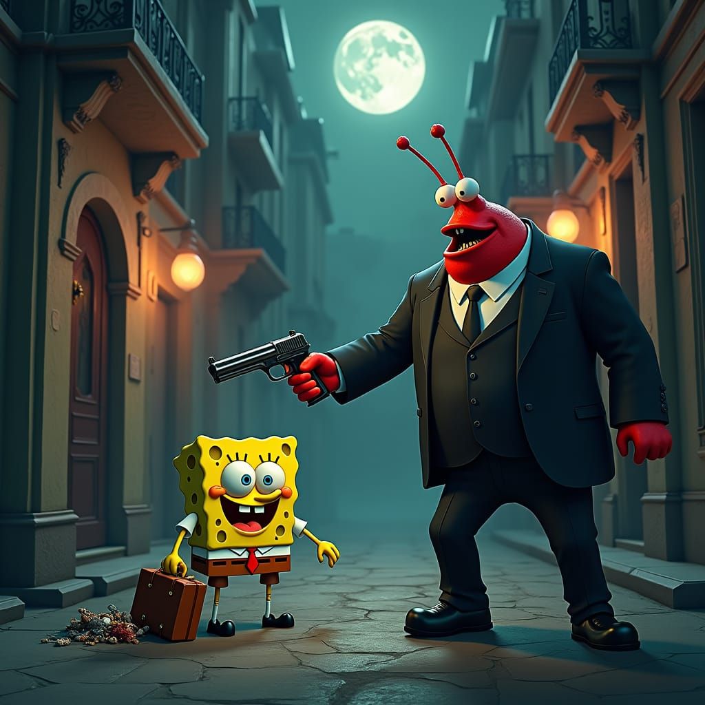 Mr. Krabs Mafia Scene in Baroque Setting