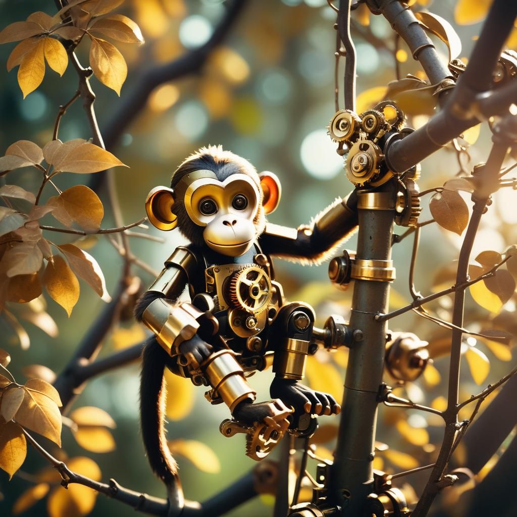 Mechanical Monkey in Tree, Cinematic Film Still