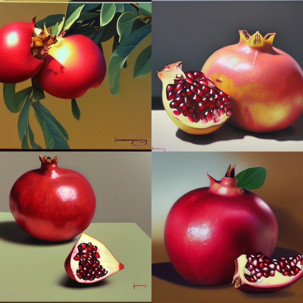Pomegranate in Oil Painting Style