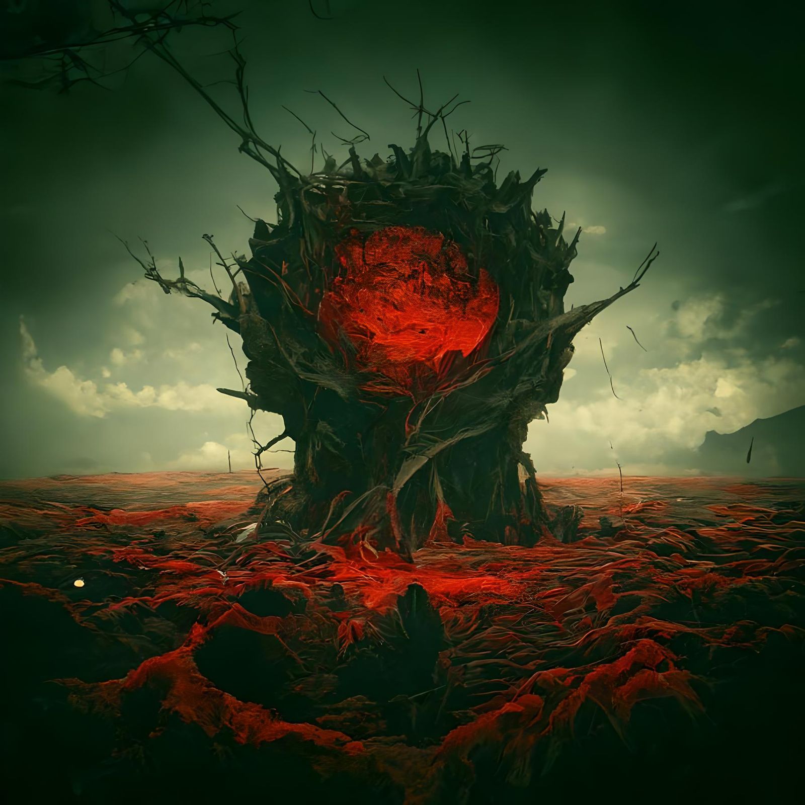 Cosmic Horror Landscape in Beksiński Style