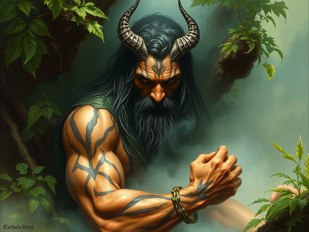 Mysterious Figure in Mist, Fantasy Art Style