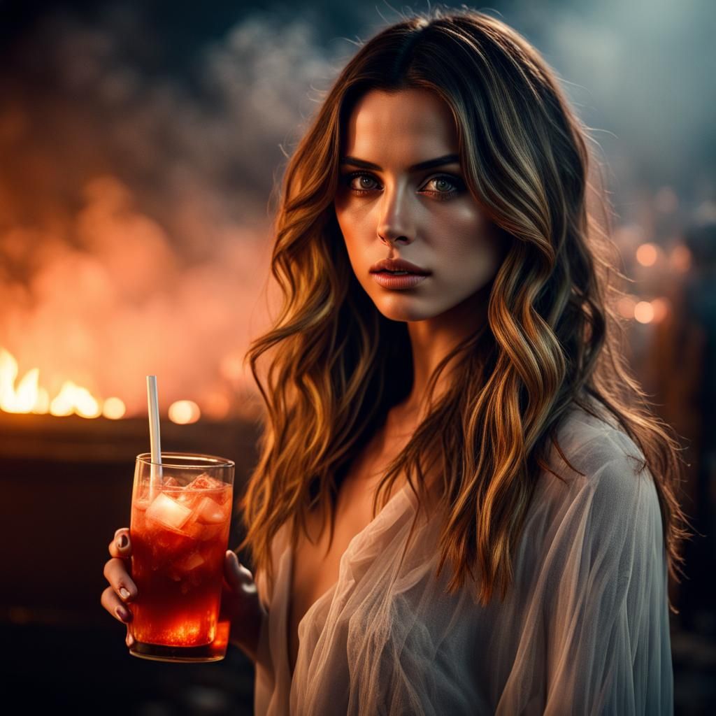 Ana de Armas on Beach at Night