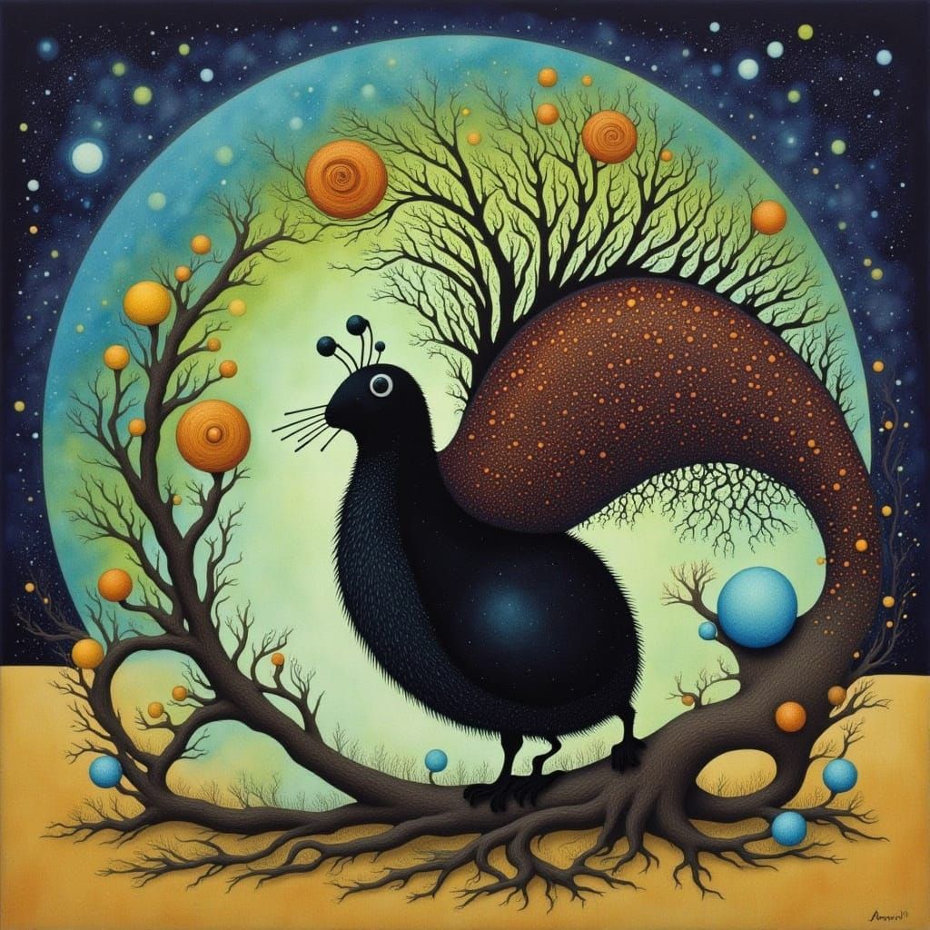 Whimsical Blacklight Art with Cicada Song Theme