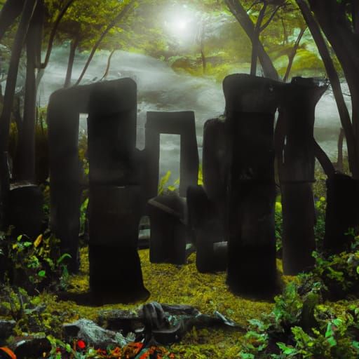 Sinister Stone Henge Ruins in Jungle