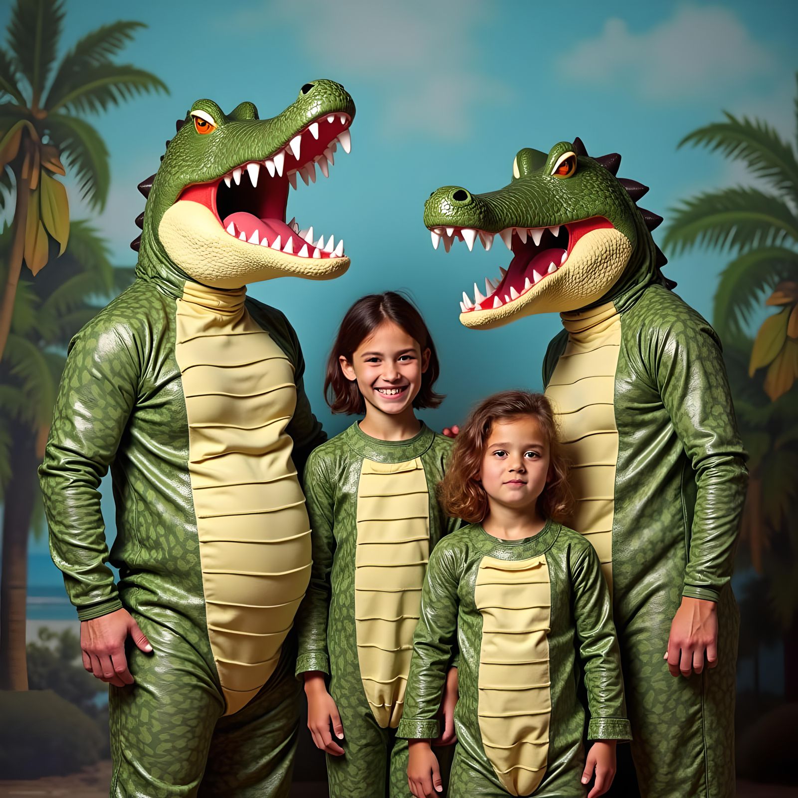 Awkward Crocodile Costume Family Photo