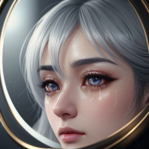 Emotional Tears Reflect in a Cinematic Anime-Inspired Portra...