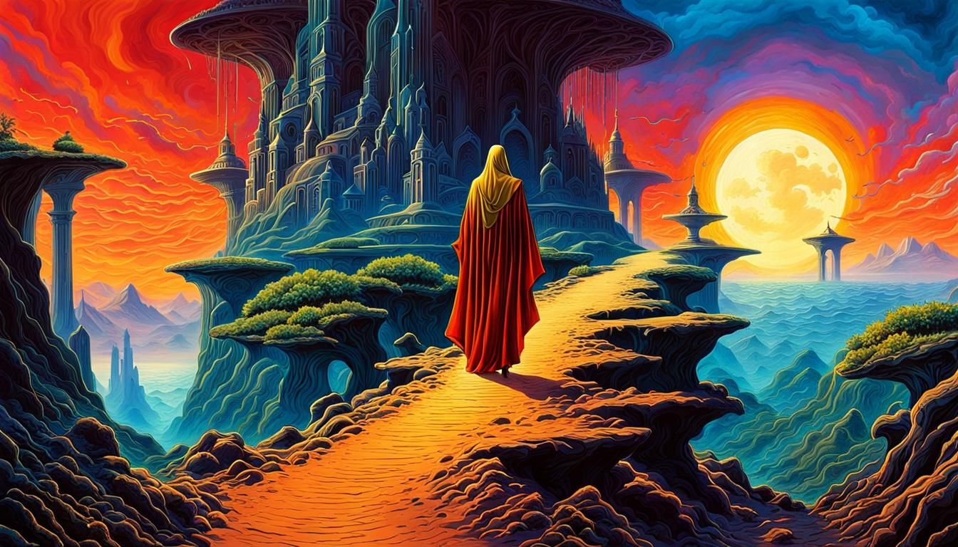 Mystical Lady on Astral Path, Digital Illustration