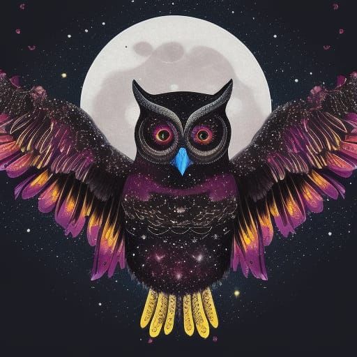 Burgundy and black owl