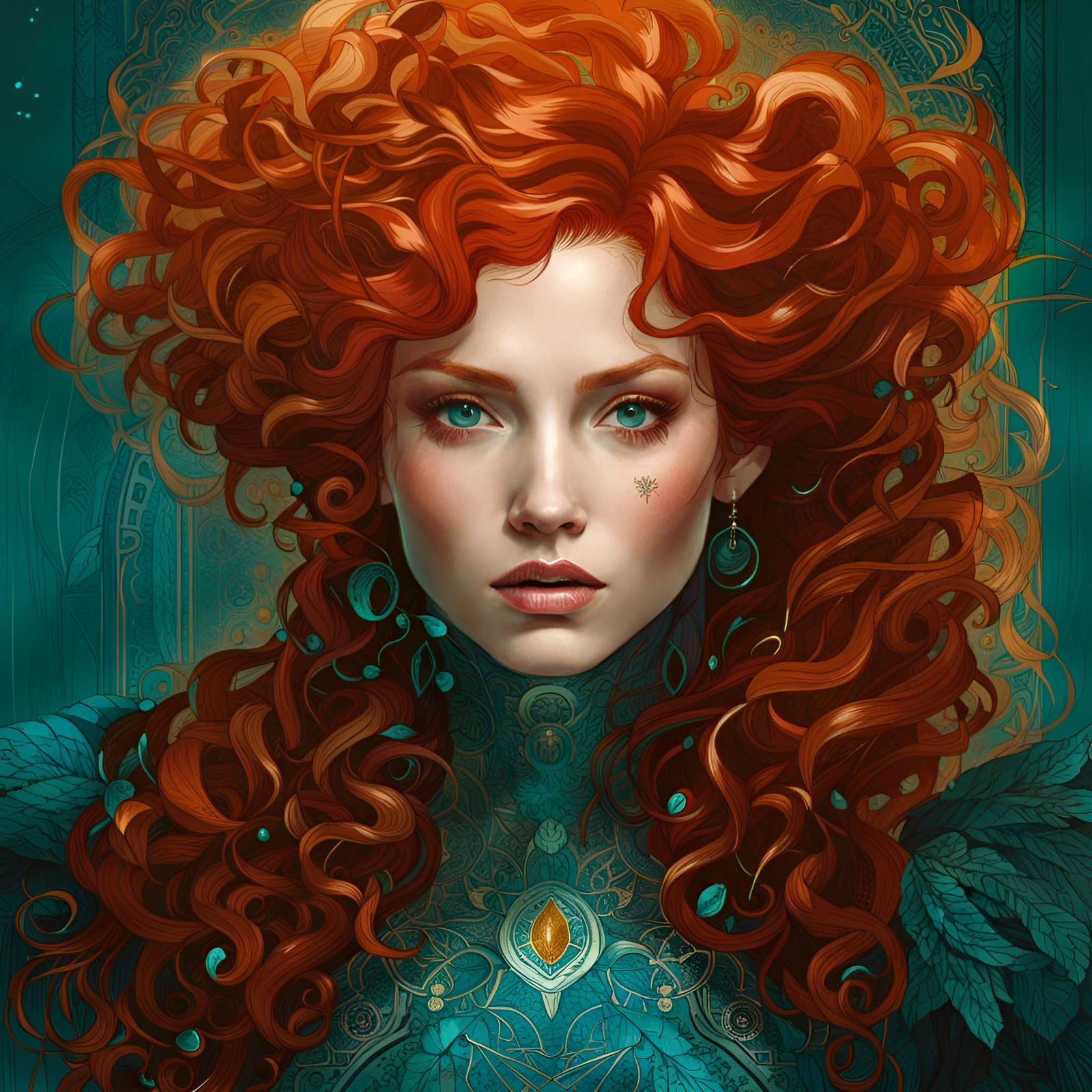 Redhead Princess Merida with Shiny Aura, Digital Art