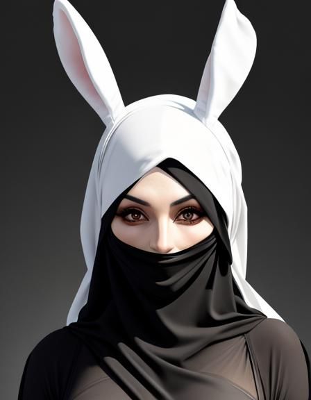 Bunny Girl in Burka: AI Generated Image