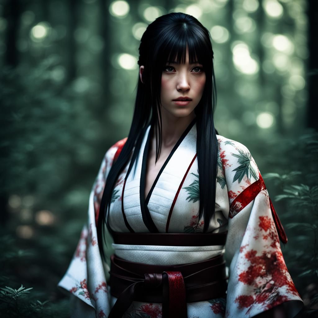 Tifa Lockhart in Kimono Amidst Forest